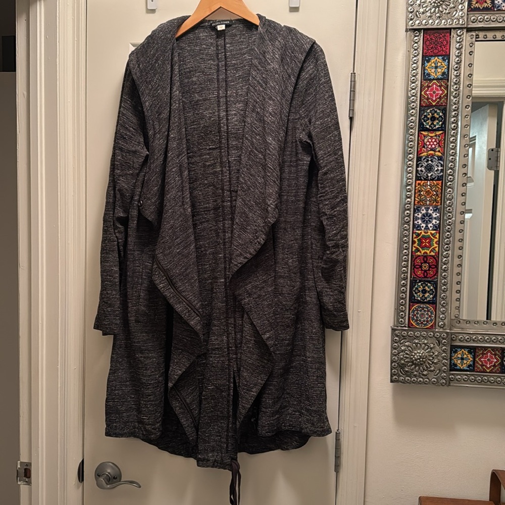 Eileen Fisher sample long lightweight jacket coat generous Size S